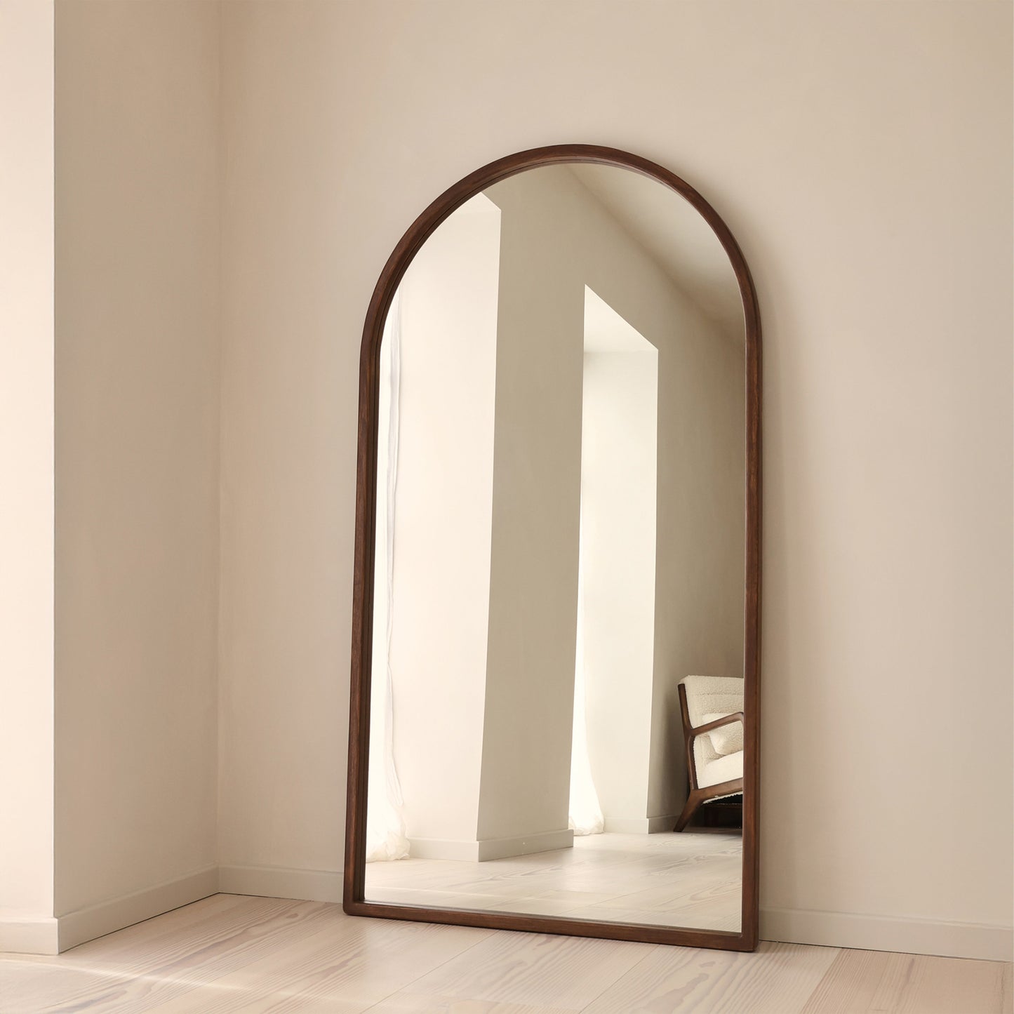 Arden - Specchio ad Arco in Legno Scuro a Figura Intera 175cm x 95cm