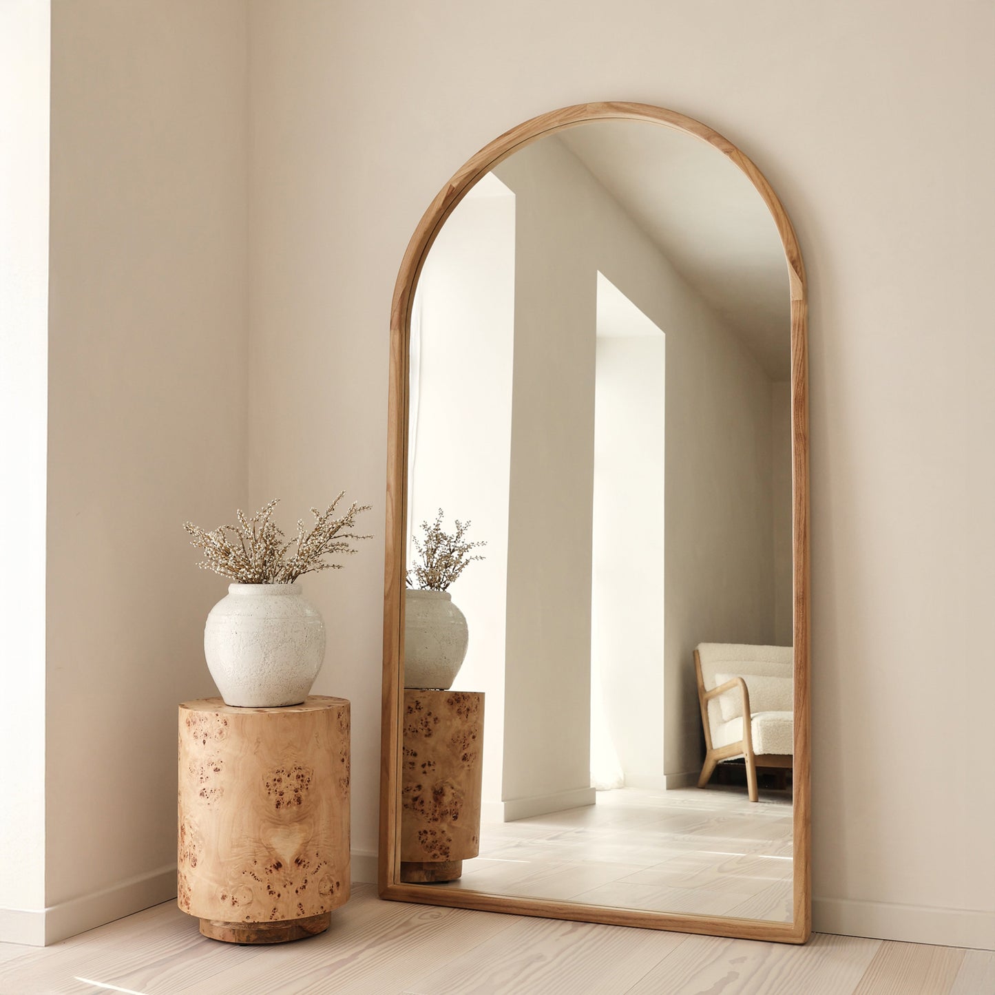 Arden - Specchio Lungo ad Arco in Legno Chiaro 175cm x 95cm