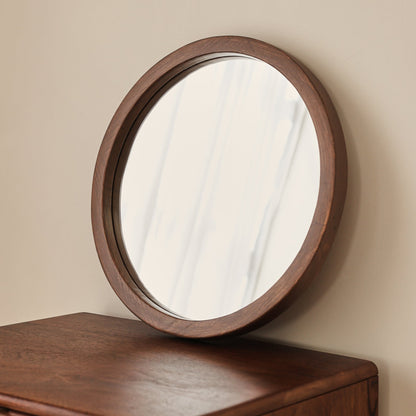 Arden - Specchio da Parete Rotondo in Legno Scuro 40cm x 40cm