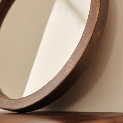 Arden - Specchio da Parete Rotondo in Legno Scuro 40cm x 40cm