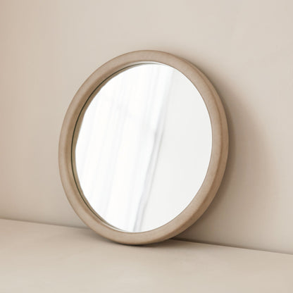 Arden - Specchio da Parete Tondo in Legno Cemento 40cm x 40cm