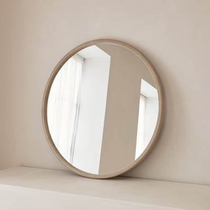 Arden - Specchio da Parete Tondo in Legno Cemento Grande 90cm x 90cm