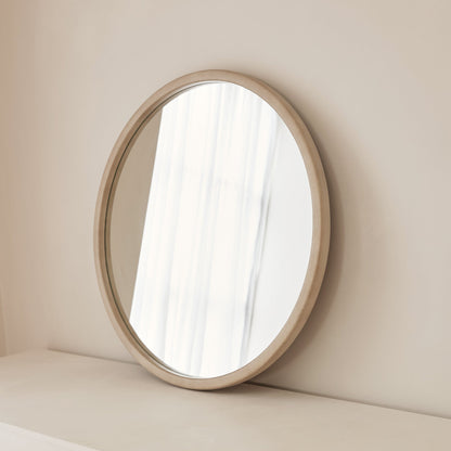 Arden - Specchio da Parete Tondo in Legno Cemento 70cm x 70cm