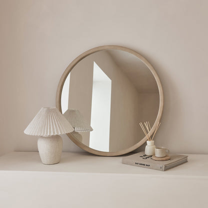 Arden - Specchio da Parete Tondo in Legno Cemento 70cm x 70cm