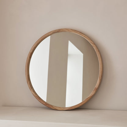 Arden - Specchio da Parete Rotondo in Legno Chiaro 70cm x 70cm