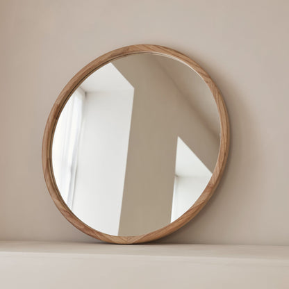 Arden - Specchio da Parete Rotondo in Legno Chiaro 70cm x 70cm
