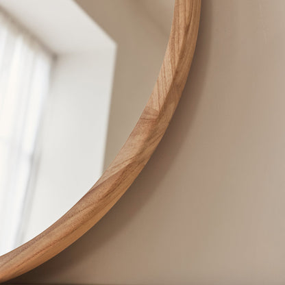 Arden - Specchio da Parete Rotondo in Legno Chiaro 70cm x 70cm