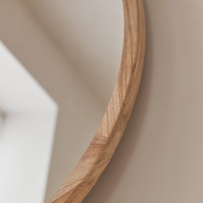 Arden - Specchio da Parete Rotondo in Legno Chiaro 70cm x 70cm