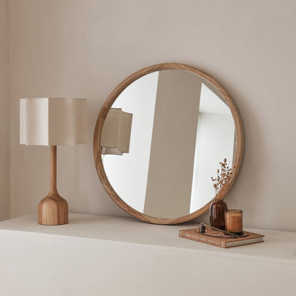 Arden - Specchio da Parete Rotondo in Legno Chiaro 70cm x 70cm