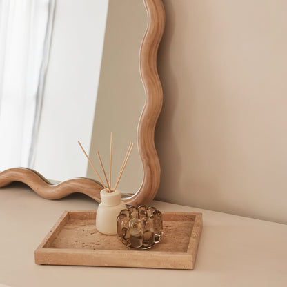Marea - Specchio da Parete Retro Ondulato in Legno Chiaro 100cm x 70cm