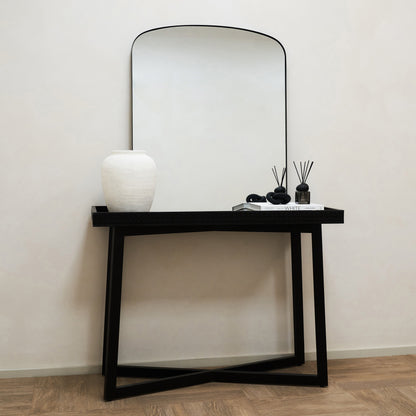 Bowness - Specchio da Parete ad Arco in Metallo Contemporaneo Nero 90cm x 75cm