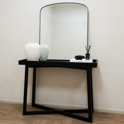Bowness - Specchio da Parete ad Arco in Metallo Contemporaneo Nero 90cm x 75cm