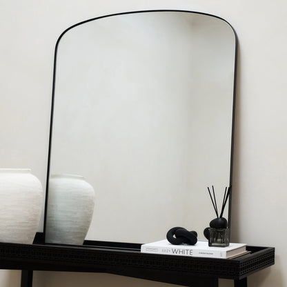 Bowness - Specchio da Parete ad Arco in Metallo Contemporaneo Nero 90cm x 75cm