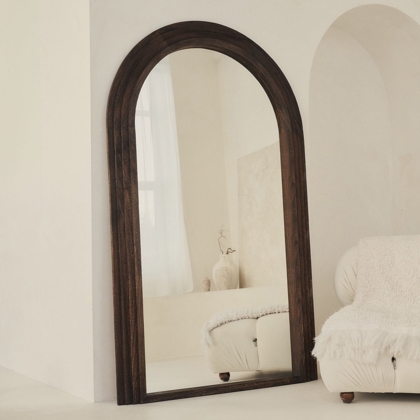 Luciana - Specchio in Legno Bruciato ad Arco Figura Intera 180cm x 110cm