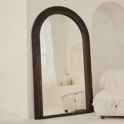 Luciana - Specchio in Legno Bruciato ad Arco Figura Intera 180cm x 110cm