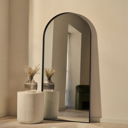 Arcus - Specchio a Arco Grande in Metallo Nero a Figura Intera 170cm x 80cm