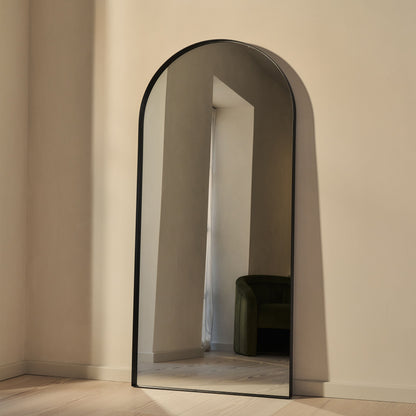Arcus - Specchio a Arco Grande in Metallo Nero a Figura Intera 170cm x 80cm