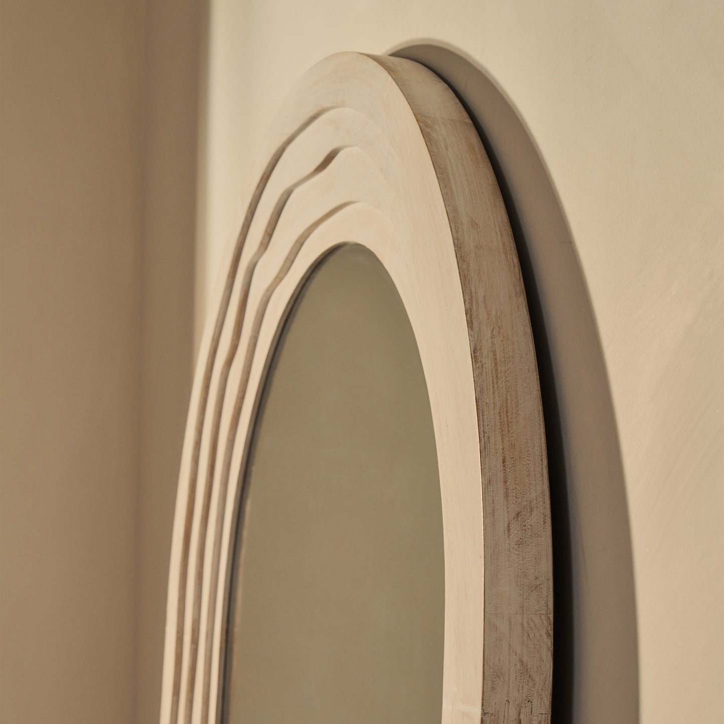 Lucelle - Specchio ad Arco Grande a Figura Intera in Legno Lavato Bianco 200cm x 100cm