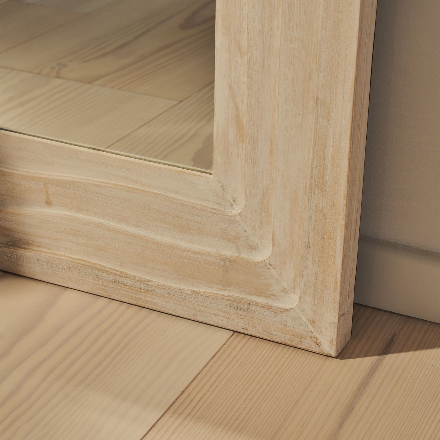 Lucelle - Specchio ad Arco Grande a Figura Intera in Legno Lavato Bianco 200cm x 100cm