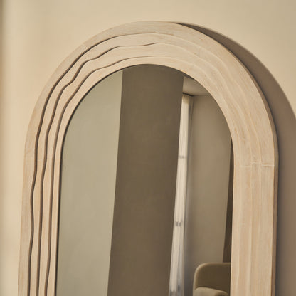 Lucelle - Specchio ad Arco Grande a Figura Intera in Legno Lavato Bianco 200cm x 100cm