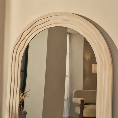 Lucelle - Grande Specchio ad Arco Full Length in Legno Decapato Bianco 180cm x 120cm