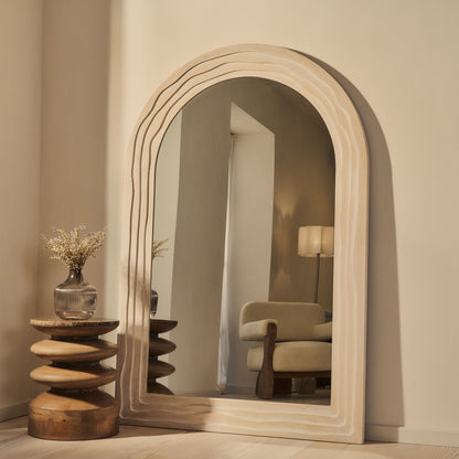 Lucelle - Grande Specchio ad Arco Full Length in Legno Decapato Bianco 180cm x 120cm