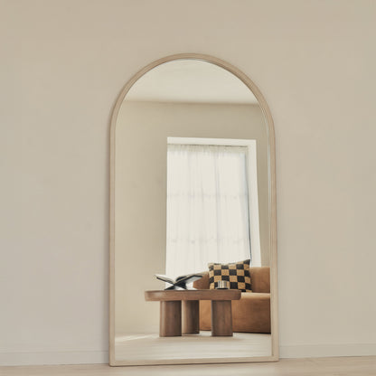 Arden - Specchio in Legno ad Arco a Figura Intera Color Cemento 175cm x 95cm