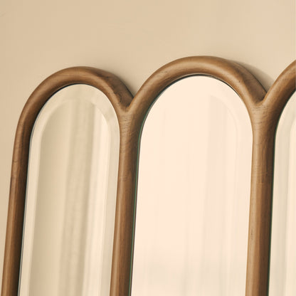 Reims - Specchio ad Arco in Legno con Pannelli in Legno Caldo 180cm x 80cm