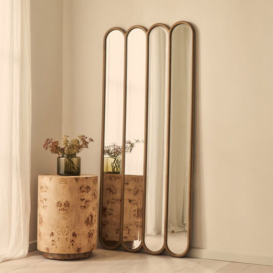 Reims - Specchio ad Arco in Legno con Pannelli in Legno Caldo 180cm x 80cm