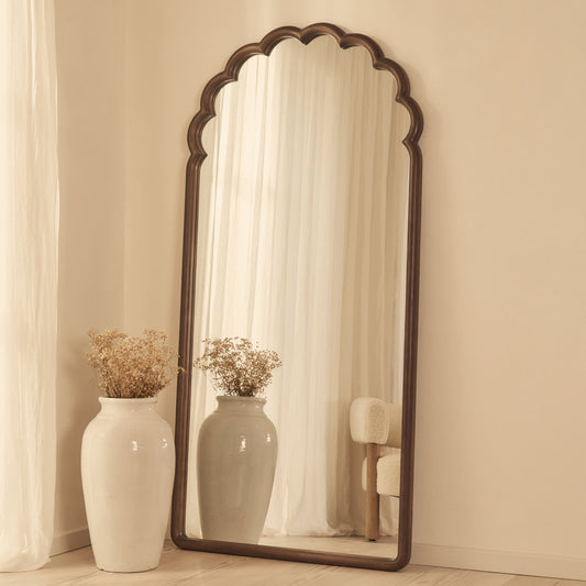 Safi - Specchio Grande ad Arco in Legno Scuro a Figura Intera 190cm x 90cm