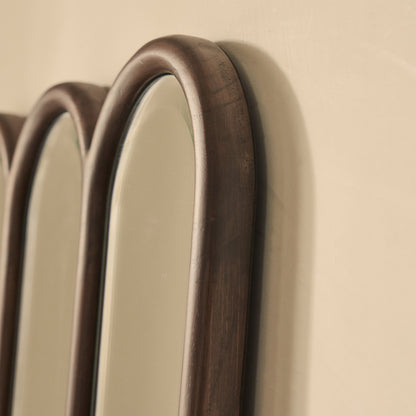 Reims - Specchio in Legno ad Arco con Pannelli Nero 180cm x 80cm