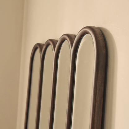 Reims - Specchio in Legno ad Arco con Pannelli Nero 180cm x 80cm