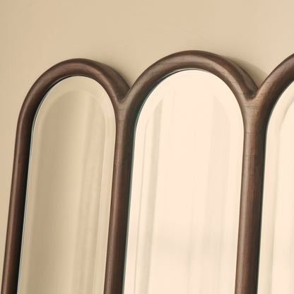 Reims - Specchio in Legno ad Arco con Pannelli Nero 180cm x 80cm