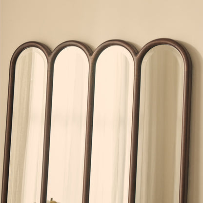 Reims - Specchio in Legno ad Arco con Pannelli Nero 180cm x 80cm