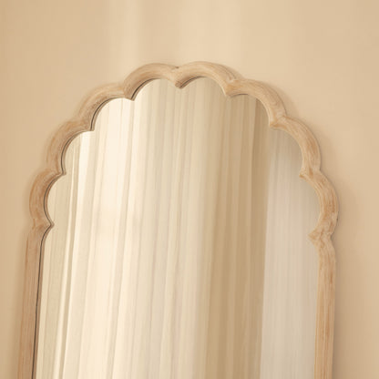 Safi - Specchio Grande ad Arco in Legno Lavato Bianco a Figura Intera 190cm x 90cm