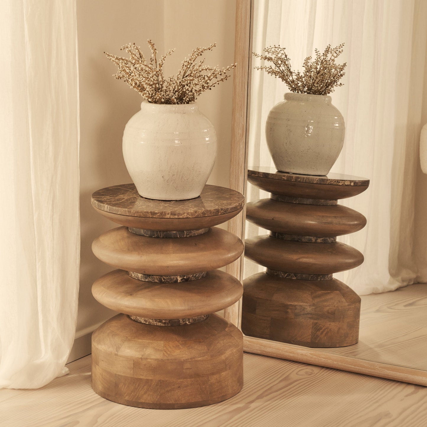 Safi - Specchio Grande ad Arco in Legno Lavato Bianco a Figura Intera 190cm x 90cm