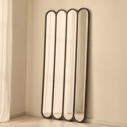 Reims - Specchio in Legno ad Arco con Pannelli Nero 180cm x 80cm