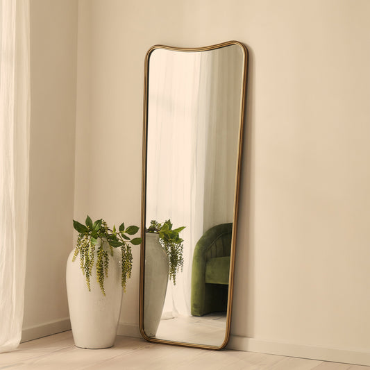 Louis - Specchio in Metallo Curvo a Figura Intera Oro 160cm x 60cm