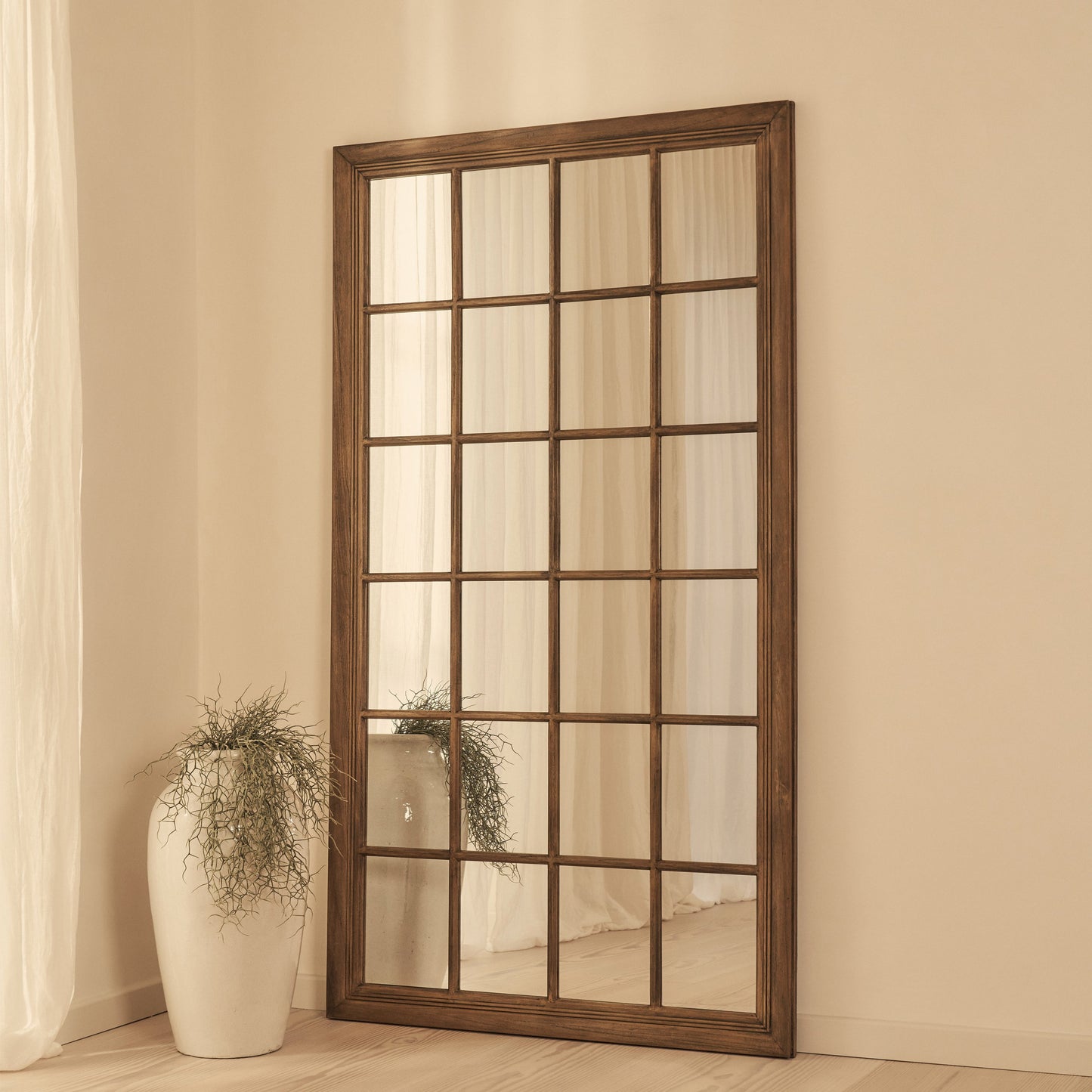Sasha - Specchio a Finestra Full Length Shabby Chic in Legno Scuro 180cm x 100cm
