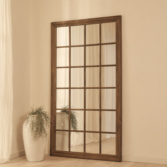 Sasha - Specchio a Finestra Full Length Shabby Chic in Legno Scuro 180cm x 100cm