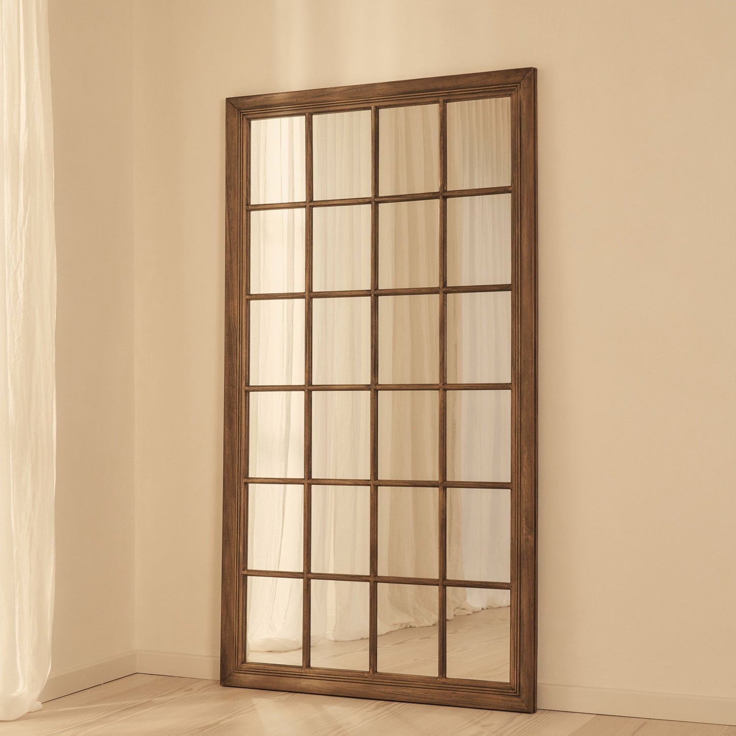 Sasha - Specchio a Finestra Full Length Shabby Chic in Legno Scuro 180cm x 100cm
