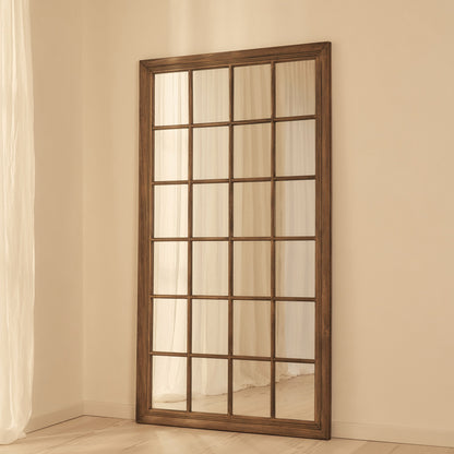 Sasha - Specchio a Finestra Full Length Shabby Chic in Legno Scuro 180cm x 100cm