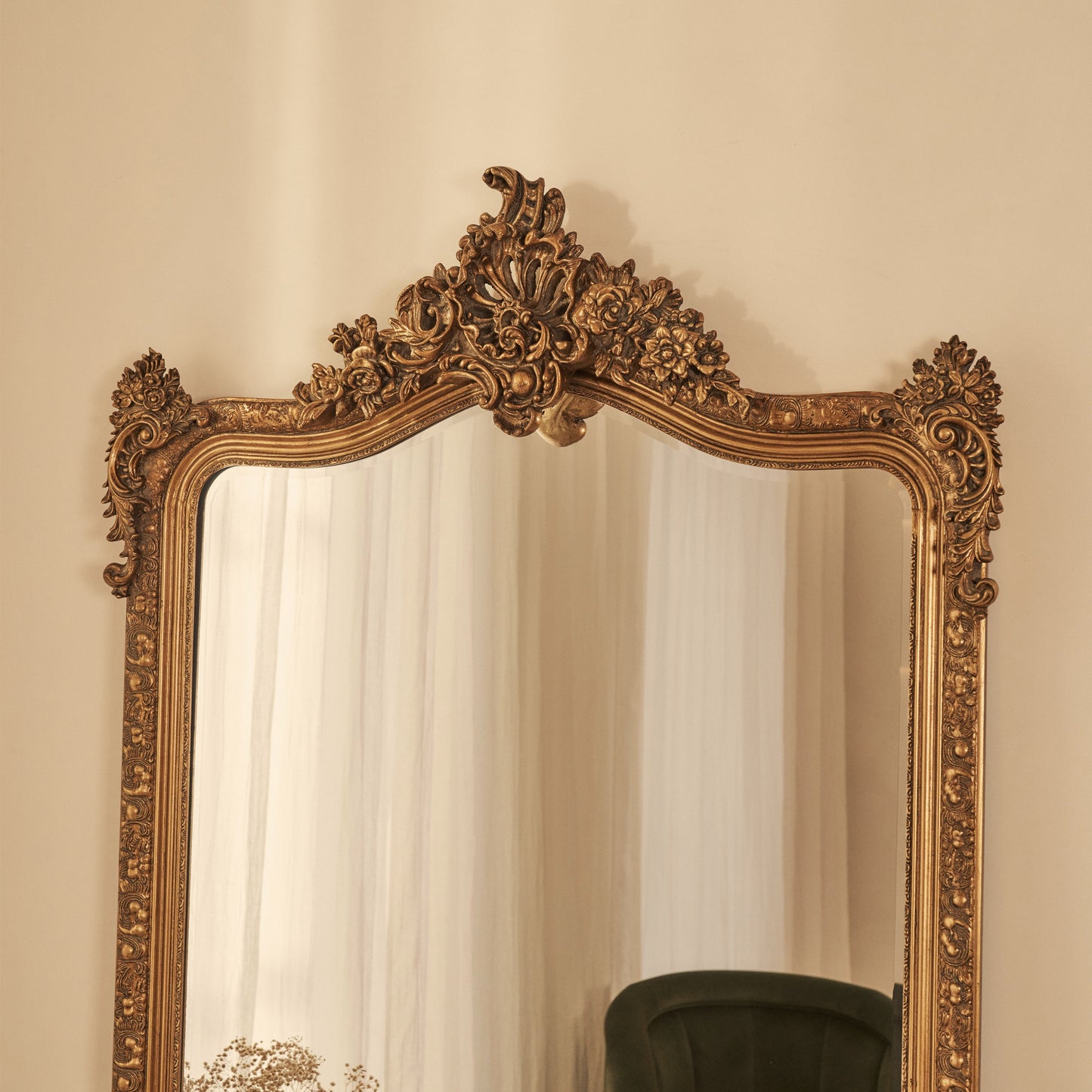Francesca - Specchio Intero Arcuato Decorato Oro 185cm x 100cm