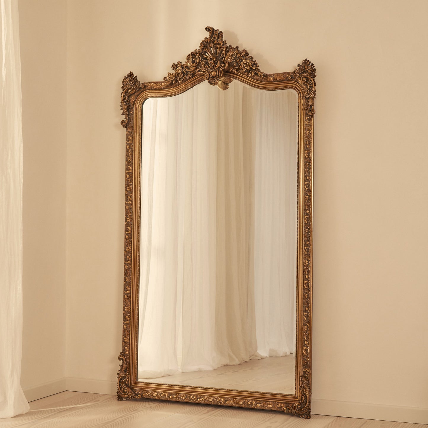 Francesca - Specchio Intero Arcuato Decorato Oro 185cm x 100cm
