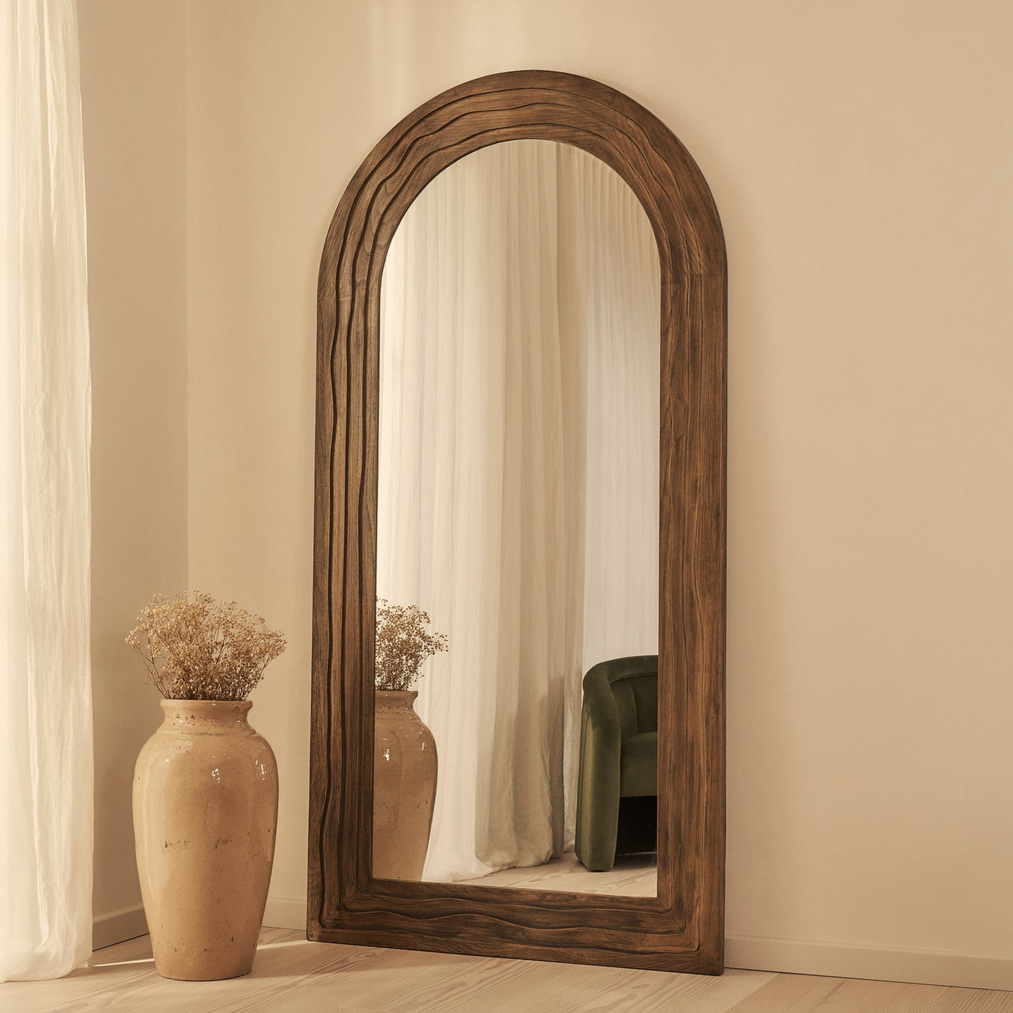 Lucelle - Specchio ad Arco Grande a Figura Intera in Legno Caldo 200cm x 100cm