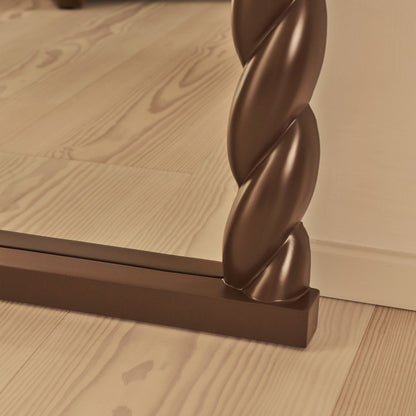 Ophelia - Specchio Grande ad Arco con Corda Intrecciata Finitura Cioccolato Lucido 180cm x 105cm