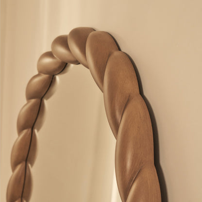 Ophelia - Specchio Grande ad Arco Lunghezza Intera con Intreccio a Corda in Legno Caldo 180cm x 105cm