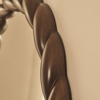 Ophelia - Specchio Grande ad Arco con Intreccio a Corda in Legno Scuro 180cm x 105cm