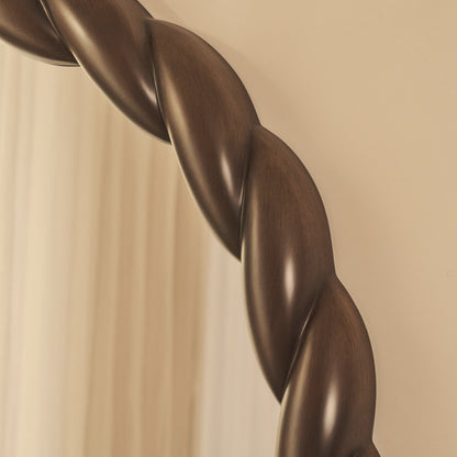 Ophelia - Specchio Grande ad Arco con Intreccio a Corda in Legno Scuro 180cm x 105cm