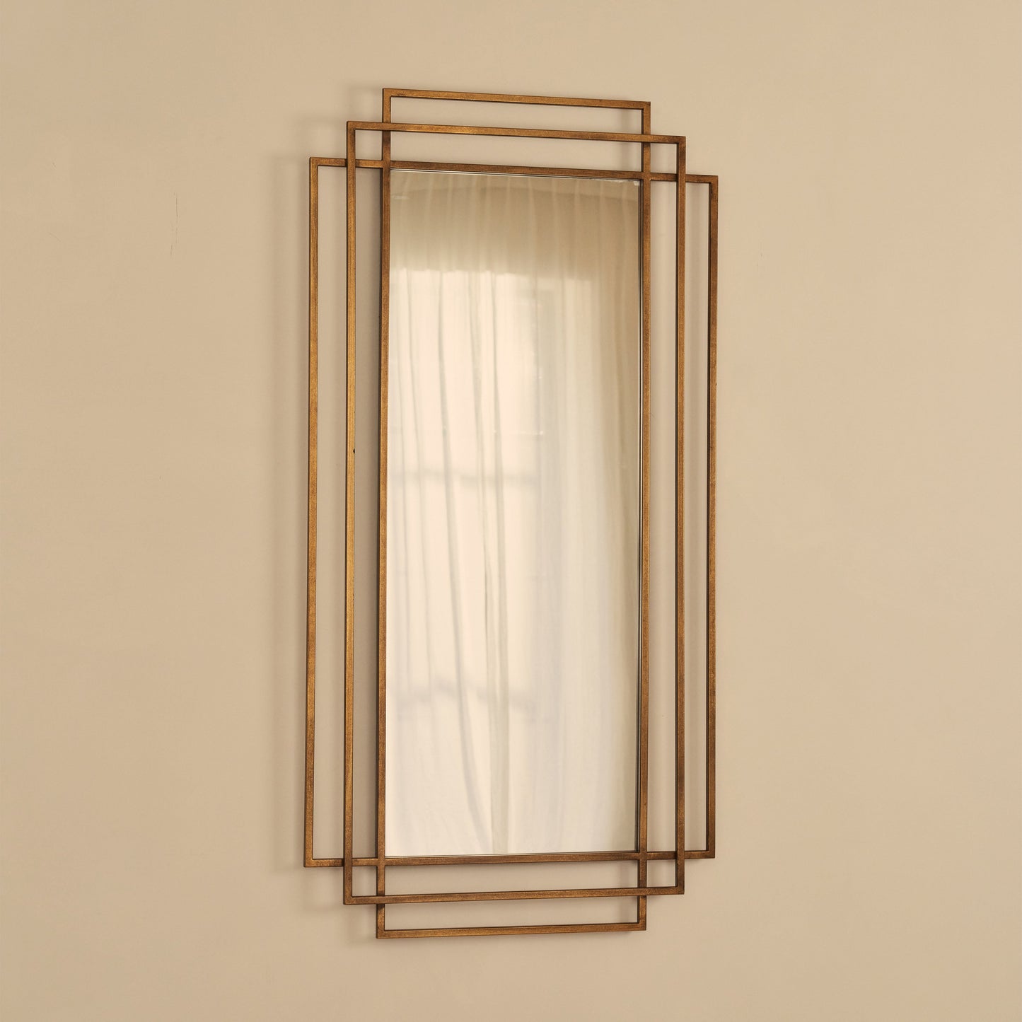 Amalfi - Specchio Rettangolare Grande in Metallo Dorato 140cm x 70cm